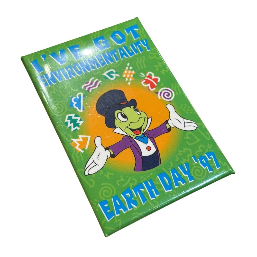 Earth Day ‘97 Button Jiminy Cricket Environment Walt Disney World Vintage 1997 - Picture 3 of 3